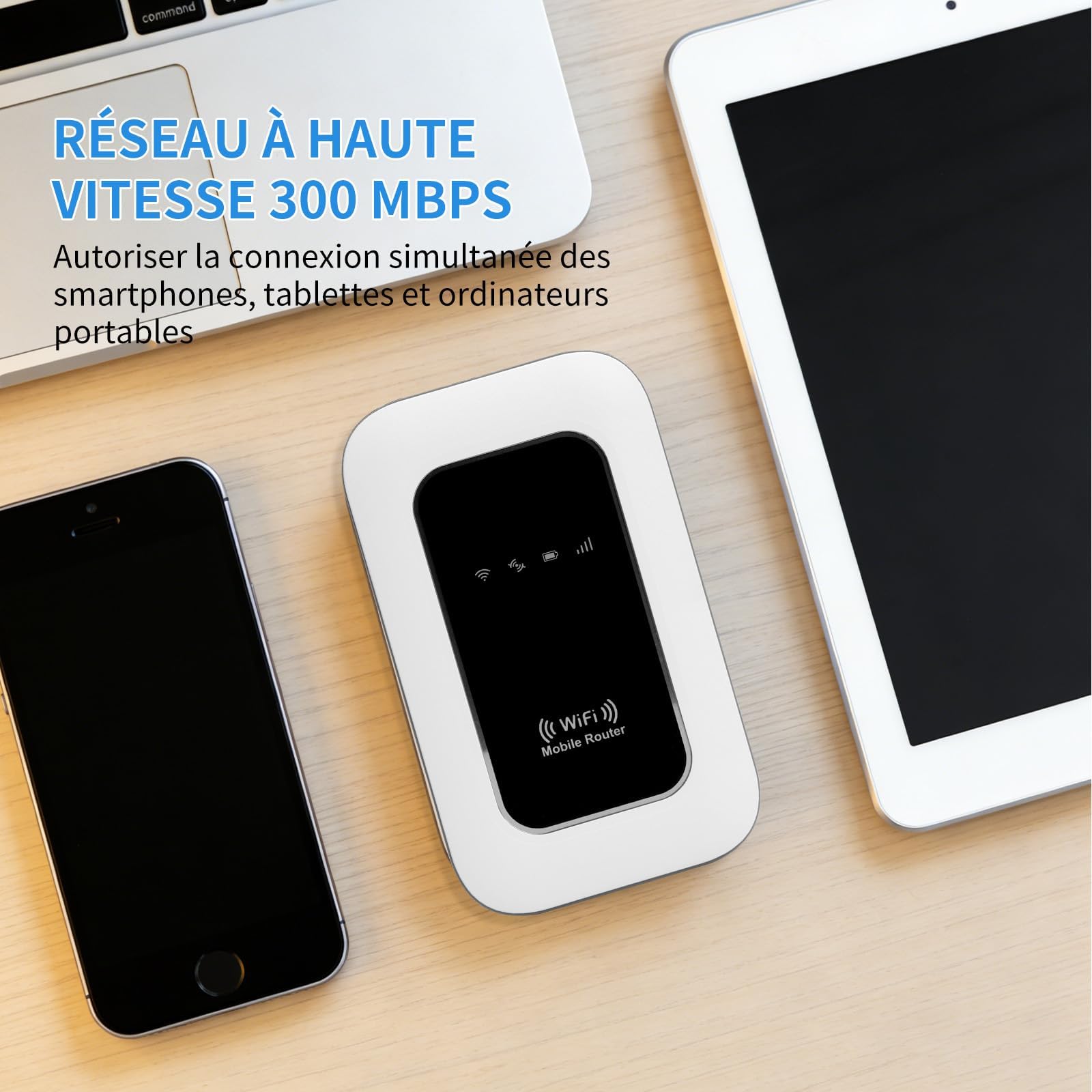 Routeur 5G Portable,WiFi 6 avec Slot SIM Déverrouillé – Modem 5G Carte SIM, Internet Mobile Haut Débit 5G/4G+, Jusqu’à 22 Appareils, Idéal Voyage & Télétravail