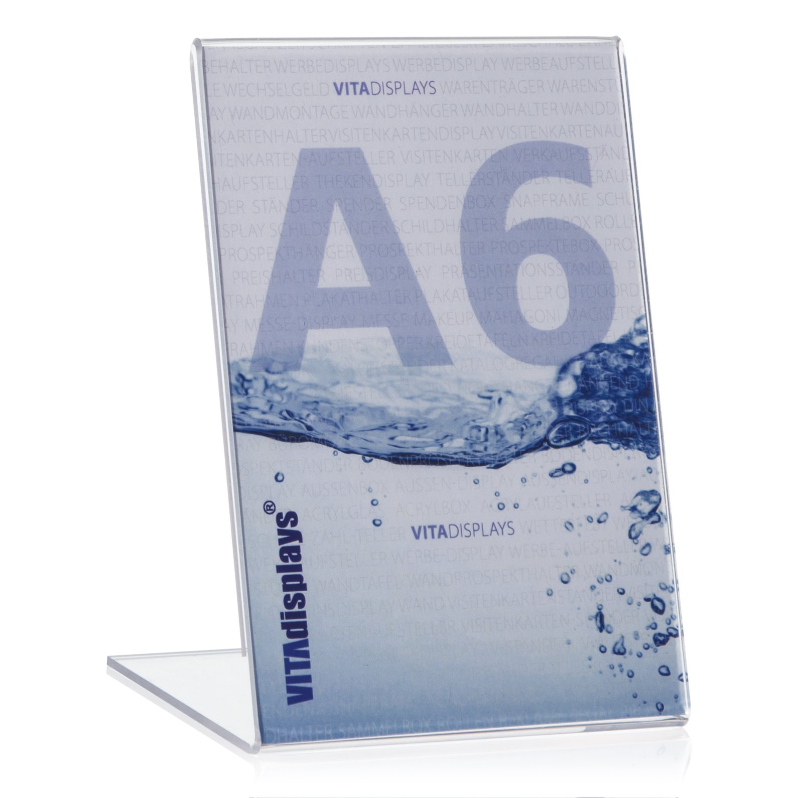 Vitadisplays - Expositor para publicidad (DIN A6, 10 unidades, en forma de L, en formato vertical, de plexiglás)