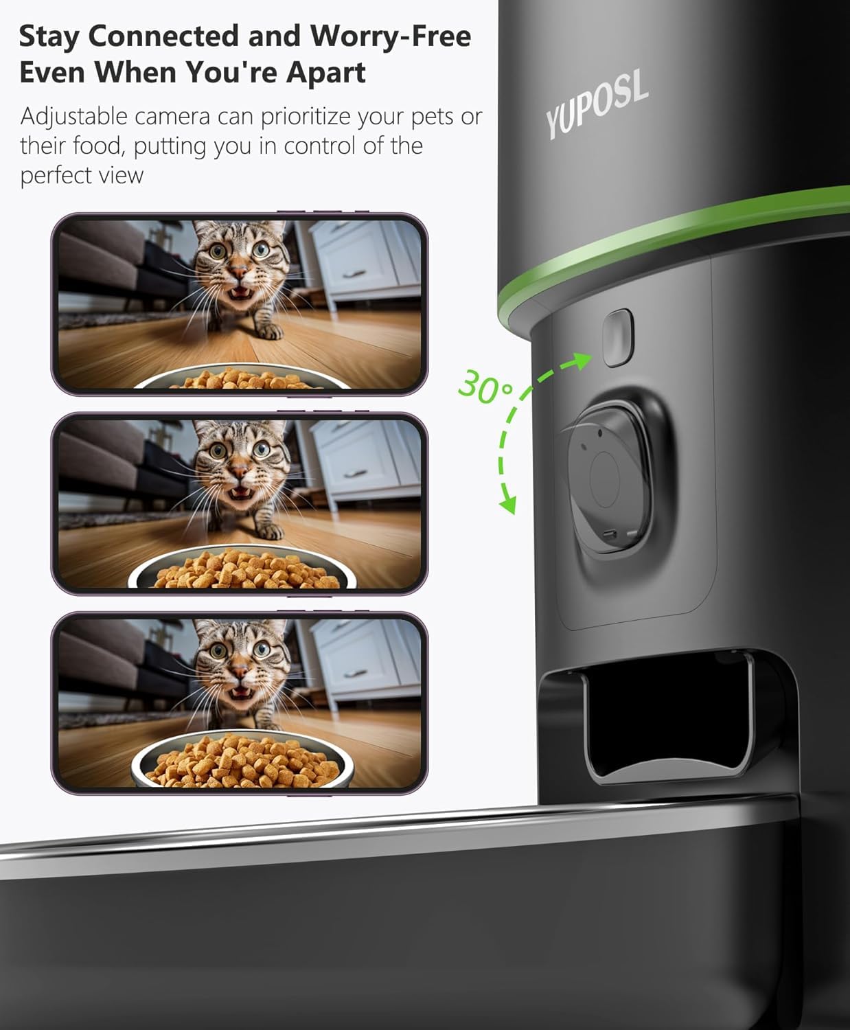 Automatic Cat Feeder with Camera - 5G WiFi Auto Cat Food Dispenser, 1080P HD Video with Night Vision, 1-15 Meals, 1-99 Portions, 2-Way Audio, Keeps Food Fresh, 4L Timed Pet Feeder Also for Dogs - image 3