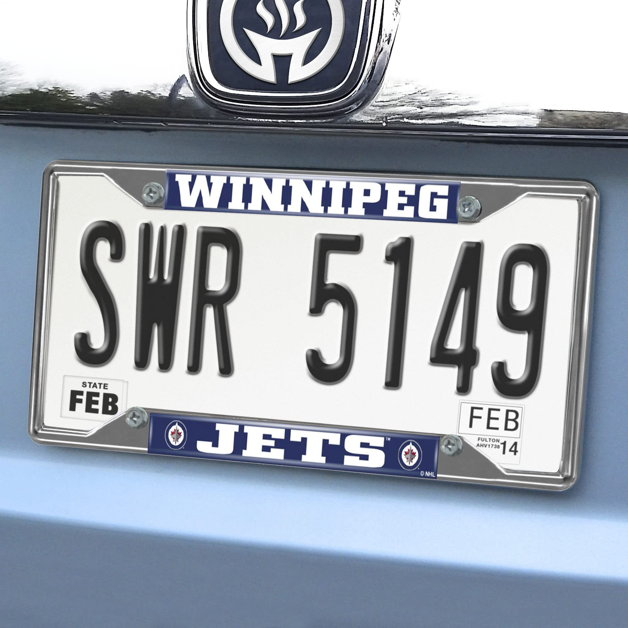 FANMATS 17009 Winnipeg Jets Chrome Metal License Plate Frame, 6.25in x 12.25in