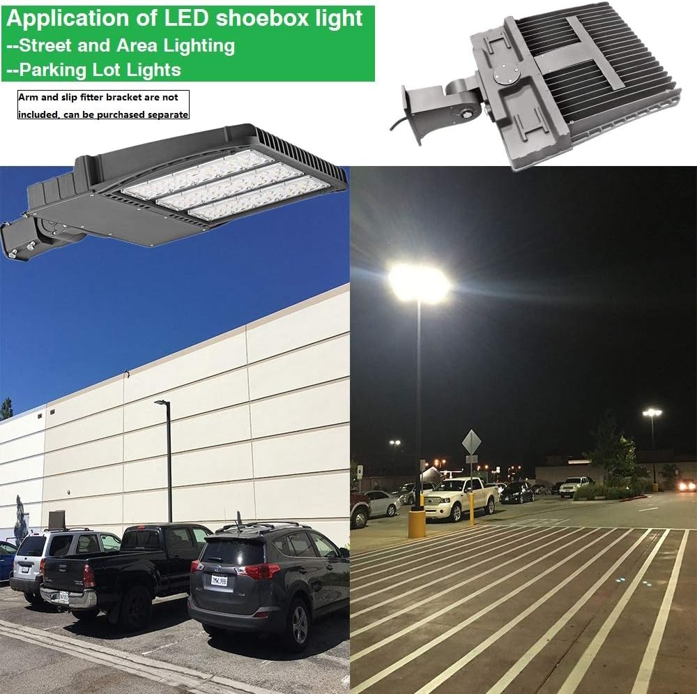 1000LED LED Shoebox Light 300W 277-480V Super Bright 1000W Equal Waterproof IP66 Daylight White 5000K Parking Lot Lighting Outdoor LED Street Light