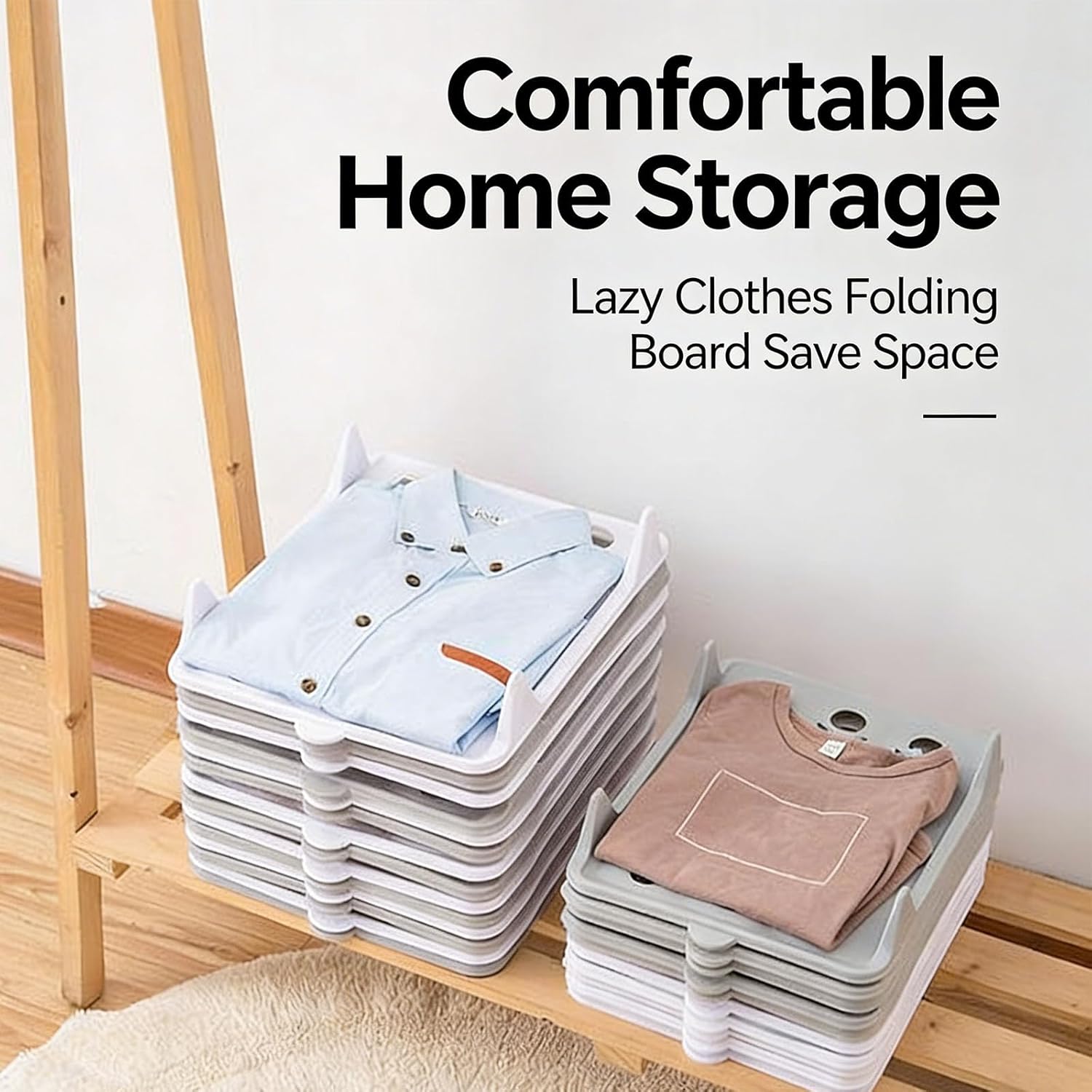 Lazy Folding Board – Neat Clothes in Seconds, Stackable Closet Organizer for Shirts, Stackable Closet Clothing Organizer System, T-Shirt Organizer Board Set, For Closet (10, Black)