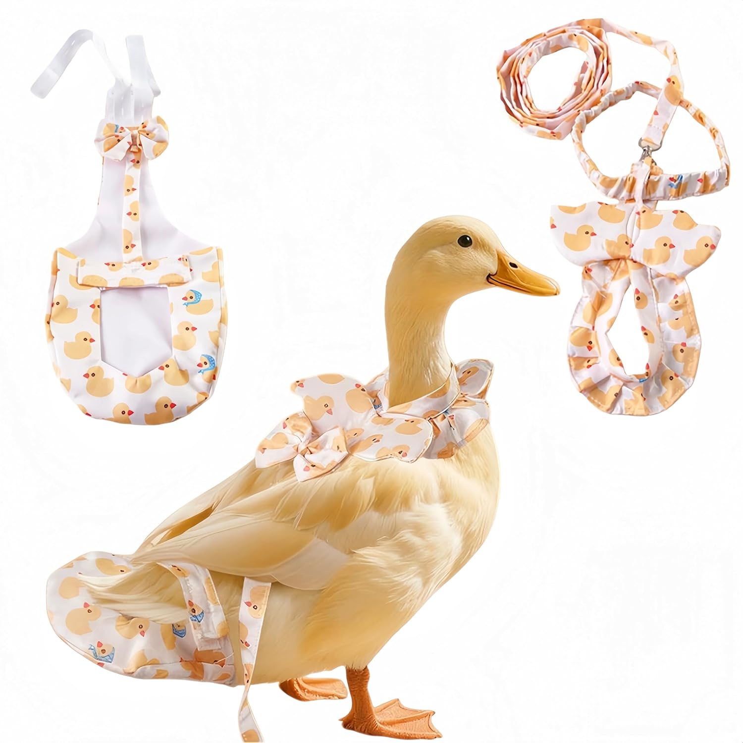 Chicken Diapers for Hens, Roosters, Diapers for Ducks with Walking Leash, Reusable Pet Duck Diapers Chick Clothes Waterproof Poultry Nappies for Geese Pet Ducks Chicken-Yellow...