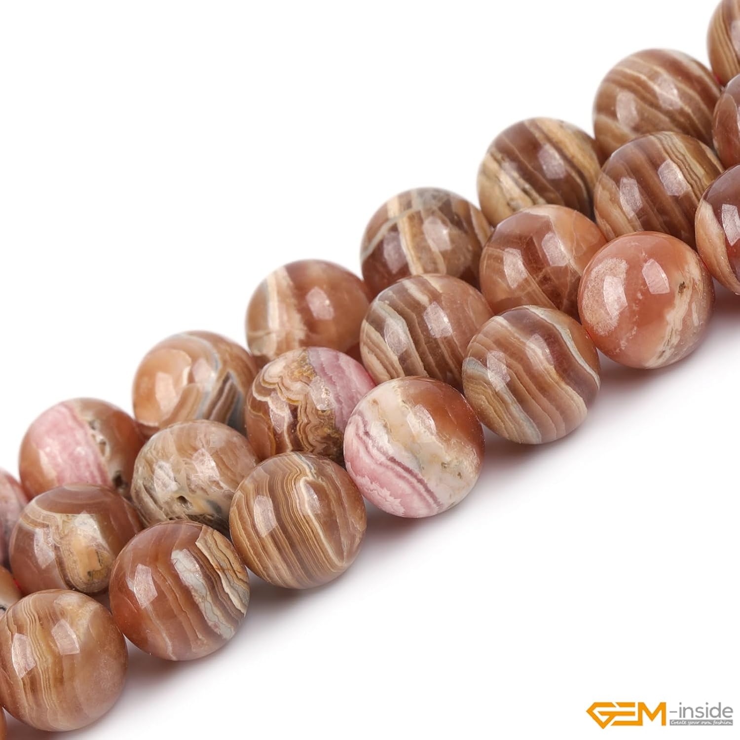 GEM-Inside AA Grade 10mm Round Natural Dark Pink Argentina Rhodochrosite Quartz Gemstone Semi Precious Chakras Stone Beads for Bracelet Necklace Jewelry Making 15"