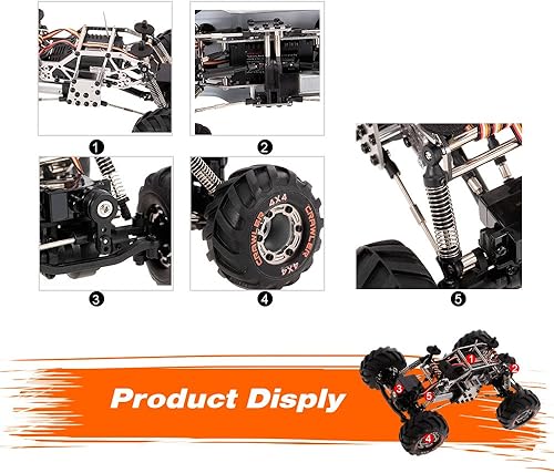 Miniatura 3 de Goolsky HBX 2098B RC Car 124 2.4GHz 4WD 4WS Devastator Rock Crawler RTR con doble servo todoterreno