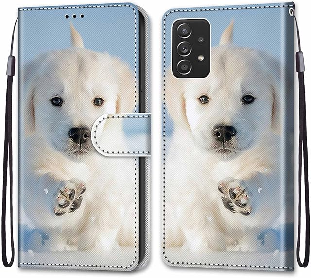 Samsung Galaxy A13 4G Case Flip Shockproof Leather Folio Book Wallet Case with Card Holder Stand Silicone Bumper Protector Cover for Samsung A13 4G Phone Case for Girls Kids, Dog