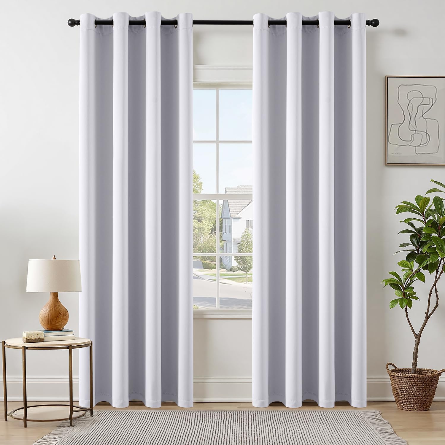 MIULEE Blackout Curtains 96 Inches Long for Bedroom Living Room, Chirstmas Thermal Insulated Room Darkening Grommet Top Solid Light Blocking Drapery