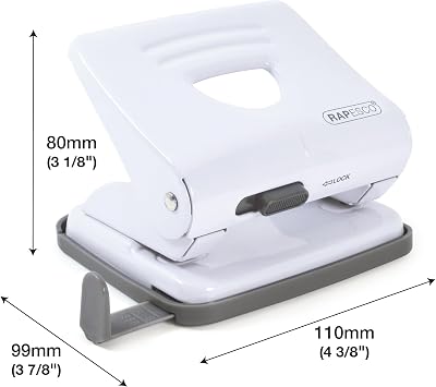 Rapesco 1399 825 2-Hole Metal Punch, 25 Sheet Capacity, White