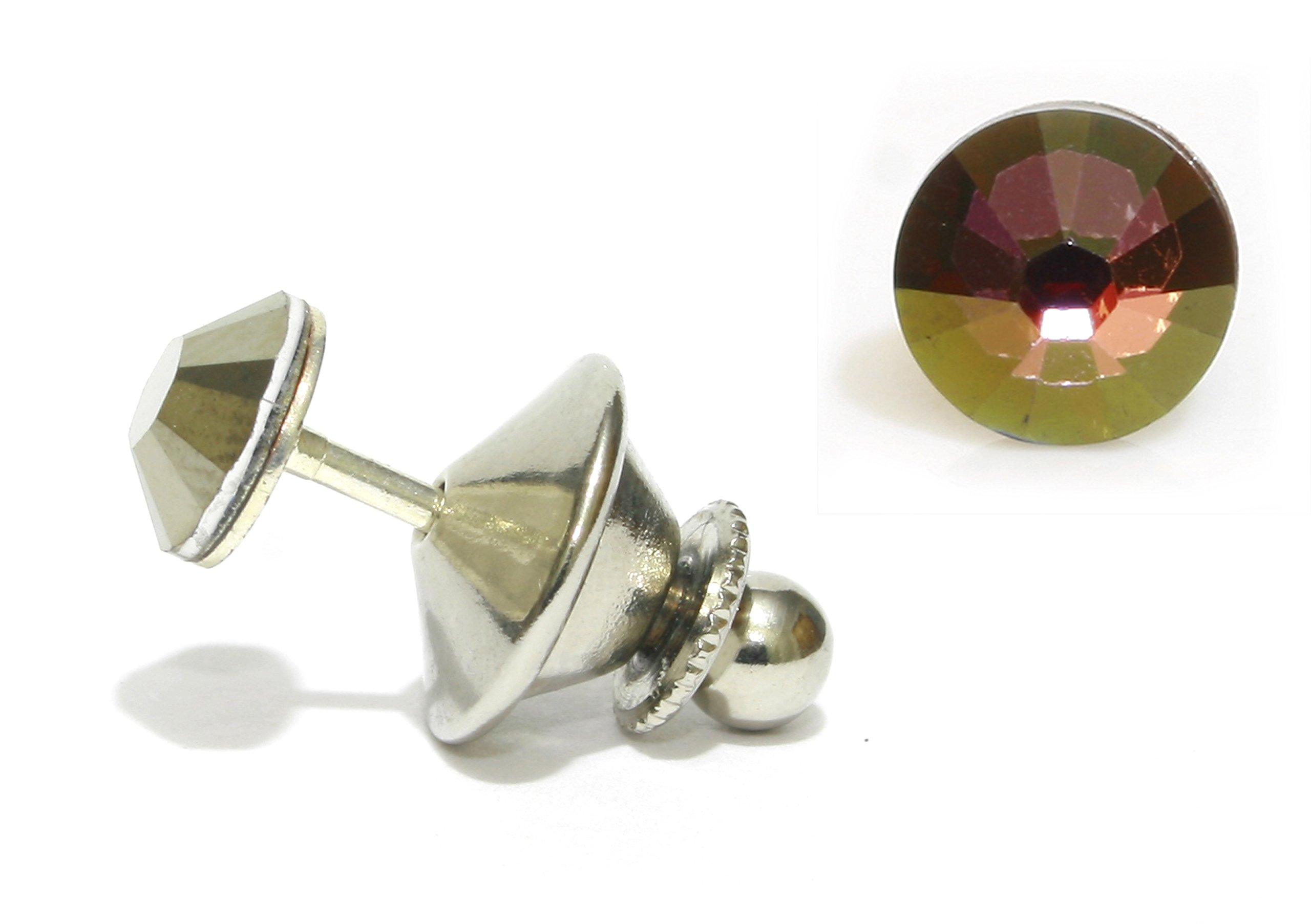 1 x Men's Stainless Steel 7mm Crystal Tie Tack Pin Over 60 Colours