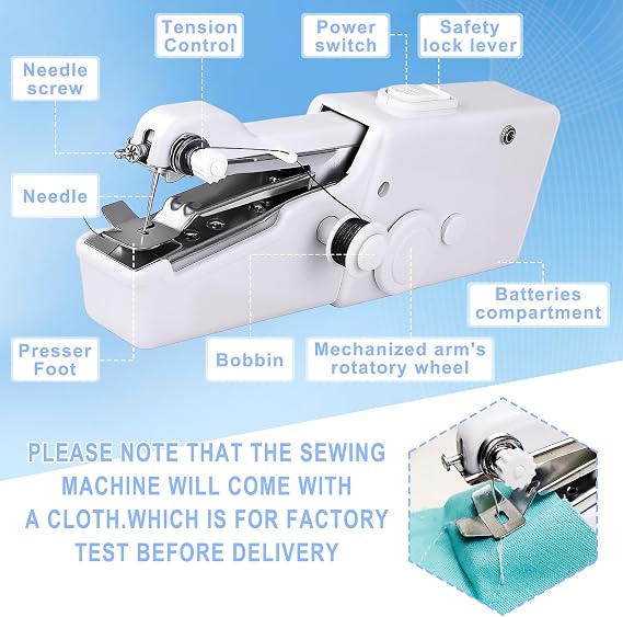 Handheld Sewing Machine, Portable Mini Sewing Machine for Beginners & Professionals, Quick Stitching with Accessory Kit for Fabric Repairs, DIY Projects, Home, Dorm & Travel