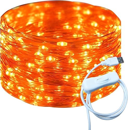 Miniatura 23 de RUICHEN Hilo de plata de 66 pies con 200 luces LED USB, guirnalda de luces de hadas con interruptor de encendido/apagado (blanco cálido)