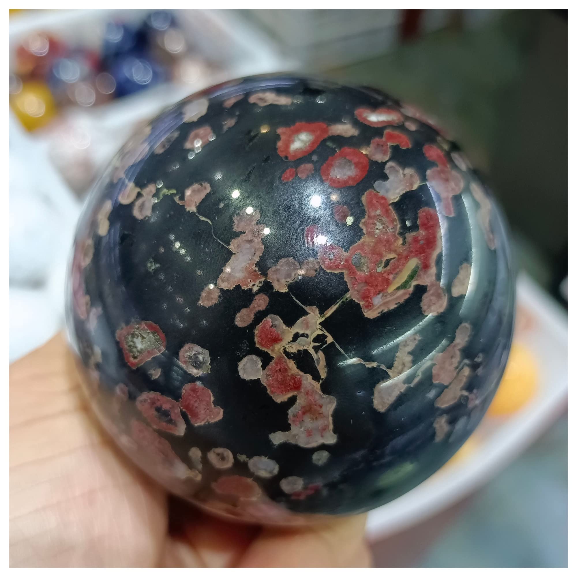 Cristallo Naturale Grezzo Naturale Fiore di Prugna Sfera di Giada Sfera Sfera di Cristallo di Quarzo Mento Collezioni di casa (Size : 650-700g)
