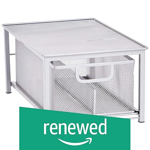 MockWares Basics Mesh Sliding Storage Basket, Silver