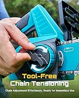 Vista 5 de SEESII - Motosierra eléctrica inalámbrica de 12 pulgadas, motosierras de mano con batería de 4.0Ah, sierra para árboles con tensión de cadena sin