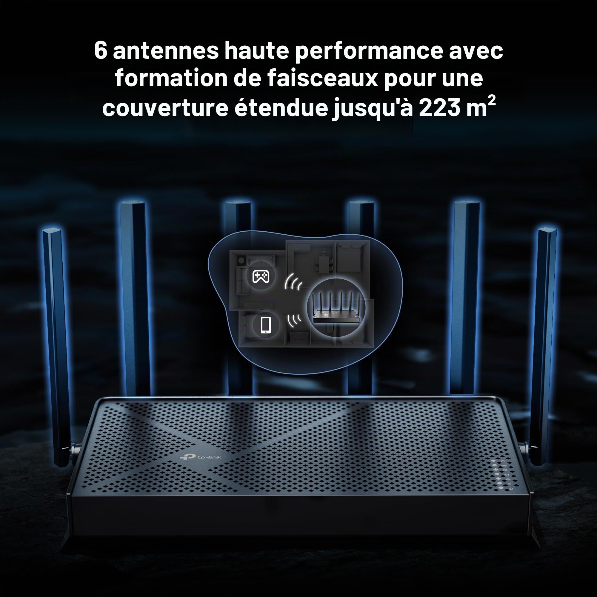 TP-Link Archer BE6500 Routeur Wi-FI Double Bande 7 (Archer BE400), Double Ports 2,5 Gbit/s, USB 3.0, processeur Quad-Core, HomeShield, IoT privé pour la sécurité réseau, Clients VPN