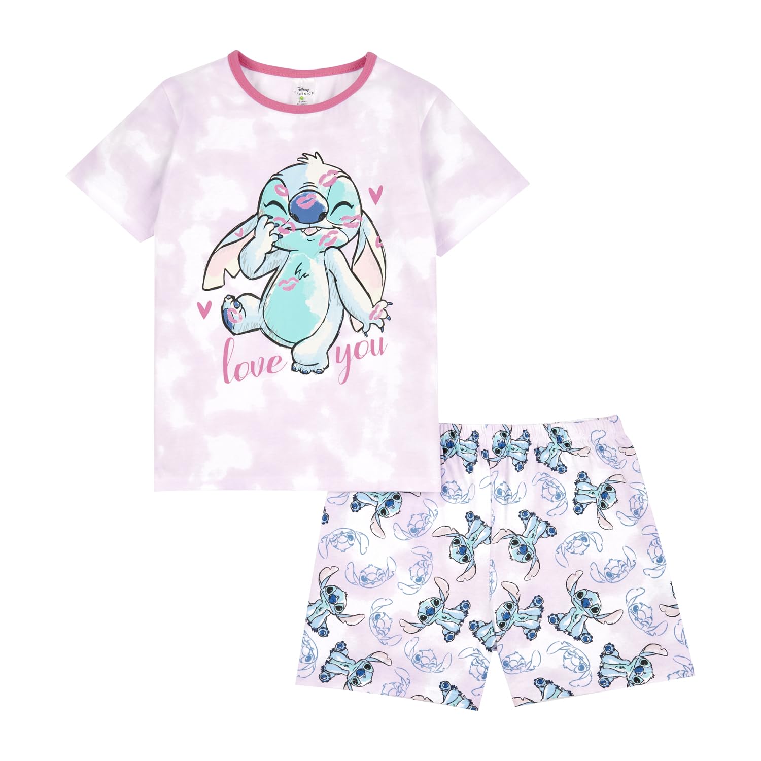 Disney Lilo & Stitch Girls Pyjamas Short Pjs Set, Lilo & Stitch Nightwear 11-12 Lilac