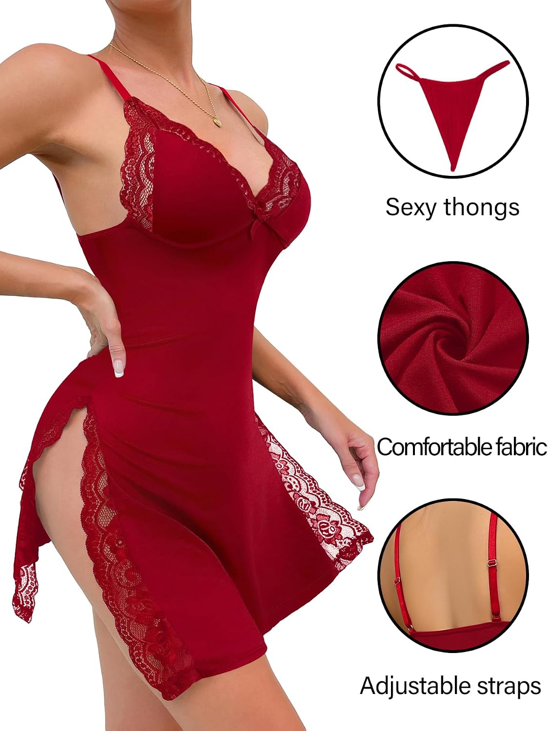 Foxiny Sexy Lingerie for Women Nightgowns Babydoll Dress Sets