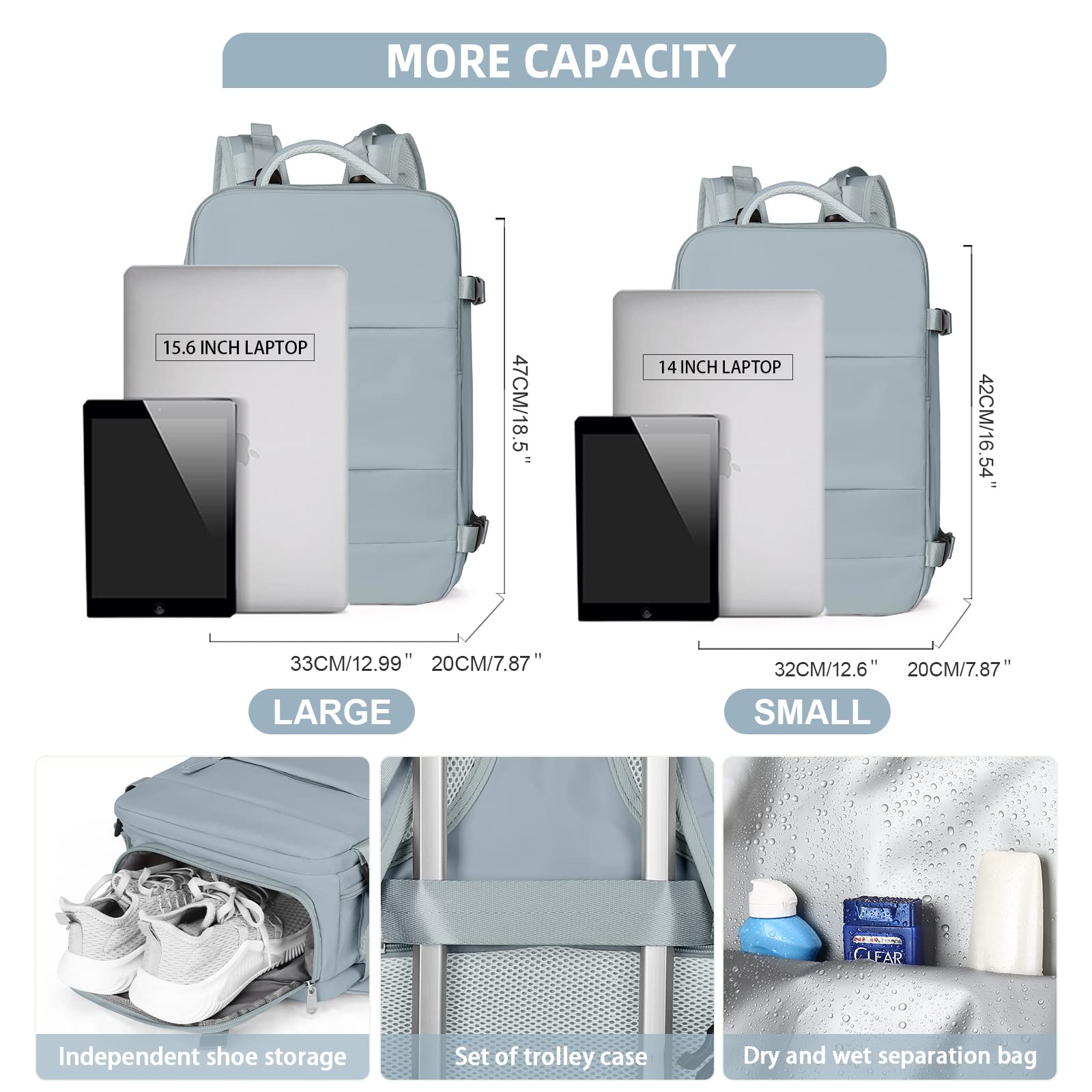 SZSYCN Borse da cabina per Ryanair 40x20x25 Bagaglio a mano Easyjet 45x36x20,zaino viaggio 40x20x25 Ryanair,zaino casual per laptop da 14 pollici per scuola con porta di USB