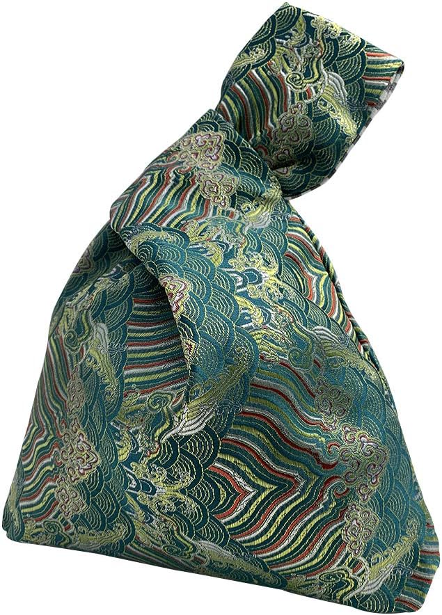 BAR Stylish Cotton Japanese Pattern Wrist Bag Sleeve Knot Pouch Portable Canvas Tote Purse for Female, Women