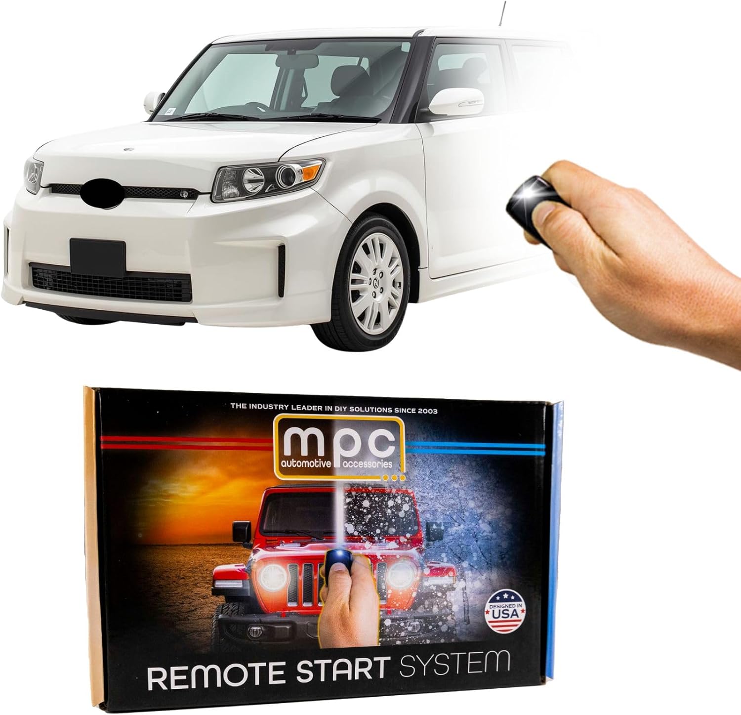 MPC Complete Remote Start Kit Compatible with Scion xB 2011-2015 G-Key - with T-Harness - Firmware Preloaded - Includes (2) Ultra-Compact Extended Range 1-Button Remotes - Up to 1,500 ft
