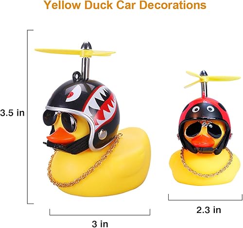 Miniatura 3 de wonuu Decoraciones de tablero de instrumentos de automóvil, paquete de 3 patos de goma para accesorios de automóvil, pato de goma con casco de