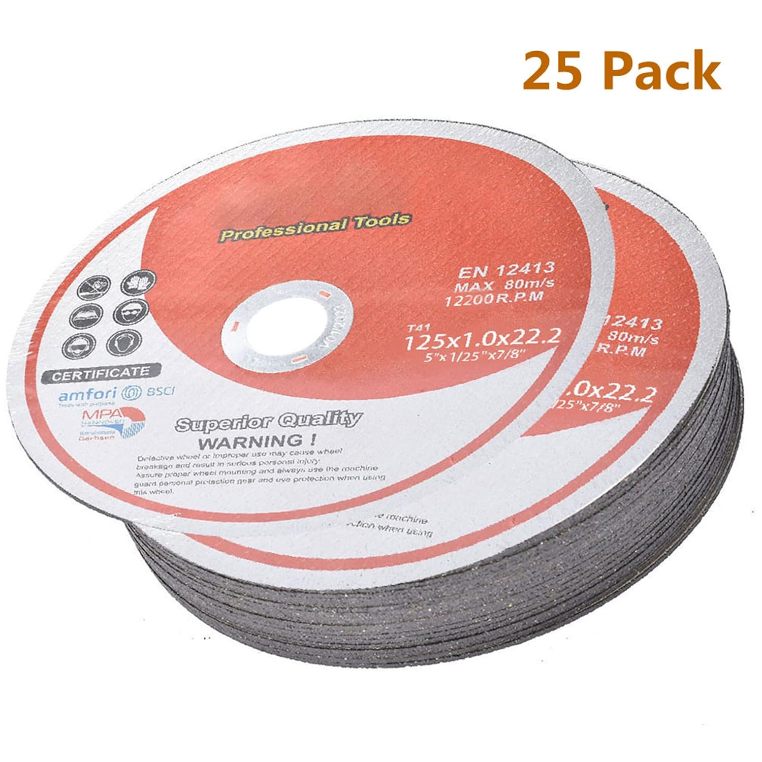 Kimllier 25Pcs 5 Inch x 0.040 Inch x 7/8 Inch Cut-Off Wheels Stainless Steel Cutting Wheel Fit for Metal and Stainless Steel, Angle Grinder Cutting Wheel, Cutting Discs