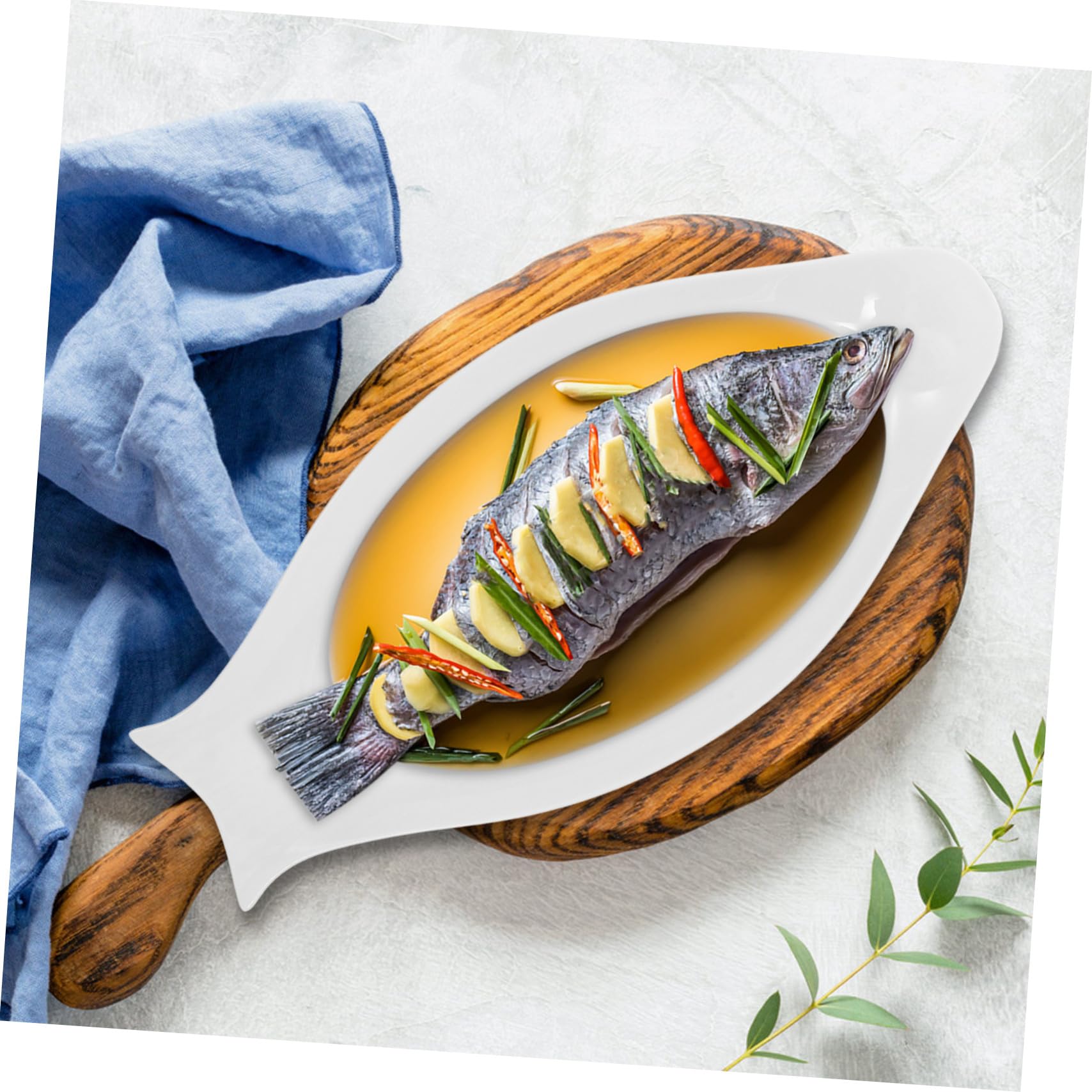 Toyvian Vajilla de Pescado Ovalada de Cerámica de 16 Pulgadas Diseño Sencillo Adecuado para Servir Aperitivos Hogar o Restaurante