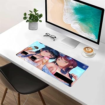 Sexy Anime Mouse Pad Large Computer Gamer Locking Edge Mats Keyboard Gaming Gamer Mats Sexy Butt Breasts Chest 24x12 inch