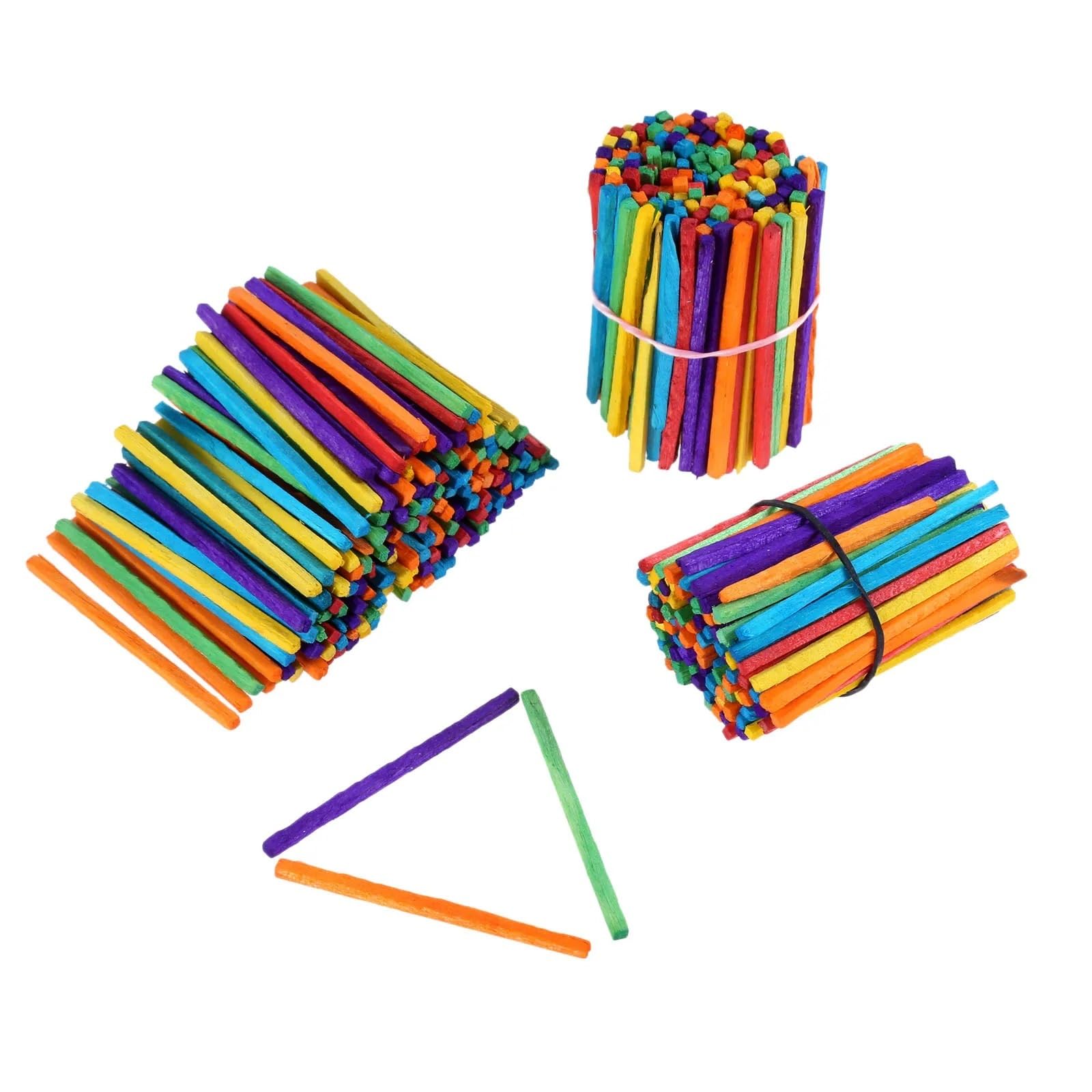 Bâtonnets en Bois Faits Main, 500 bâtonnets en Bois colorés, allumettes, Puzzle, Apprentissage des mathématiques, Loisirs créatifs