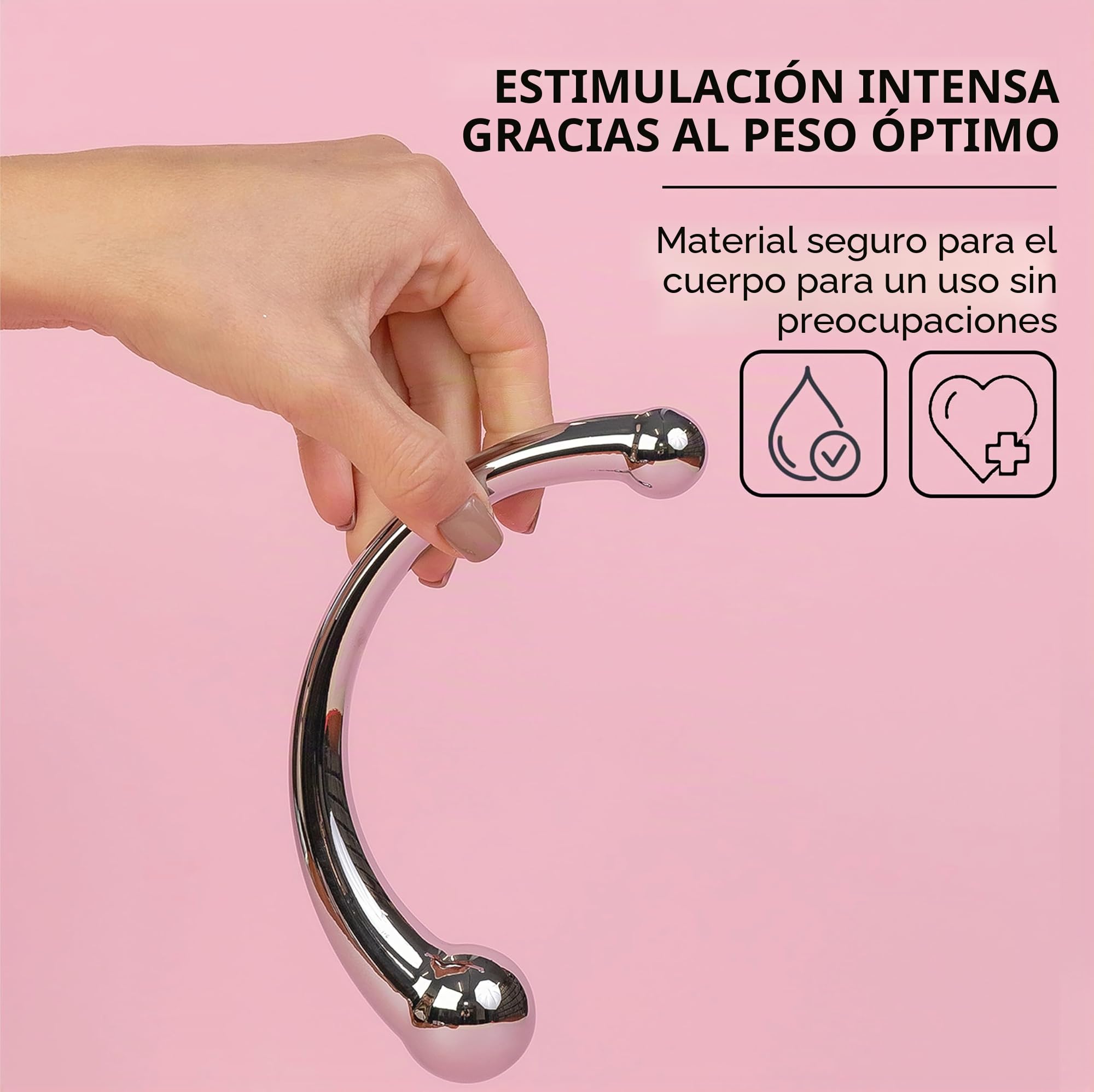 Consolador doble plug anal metal 20cm. Consolador de próstata, consolador doble para hombres y mujeres consolador tapón anal juguete sexual de acero consolador anal plateado metal, 510 g A110L