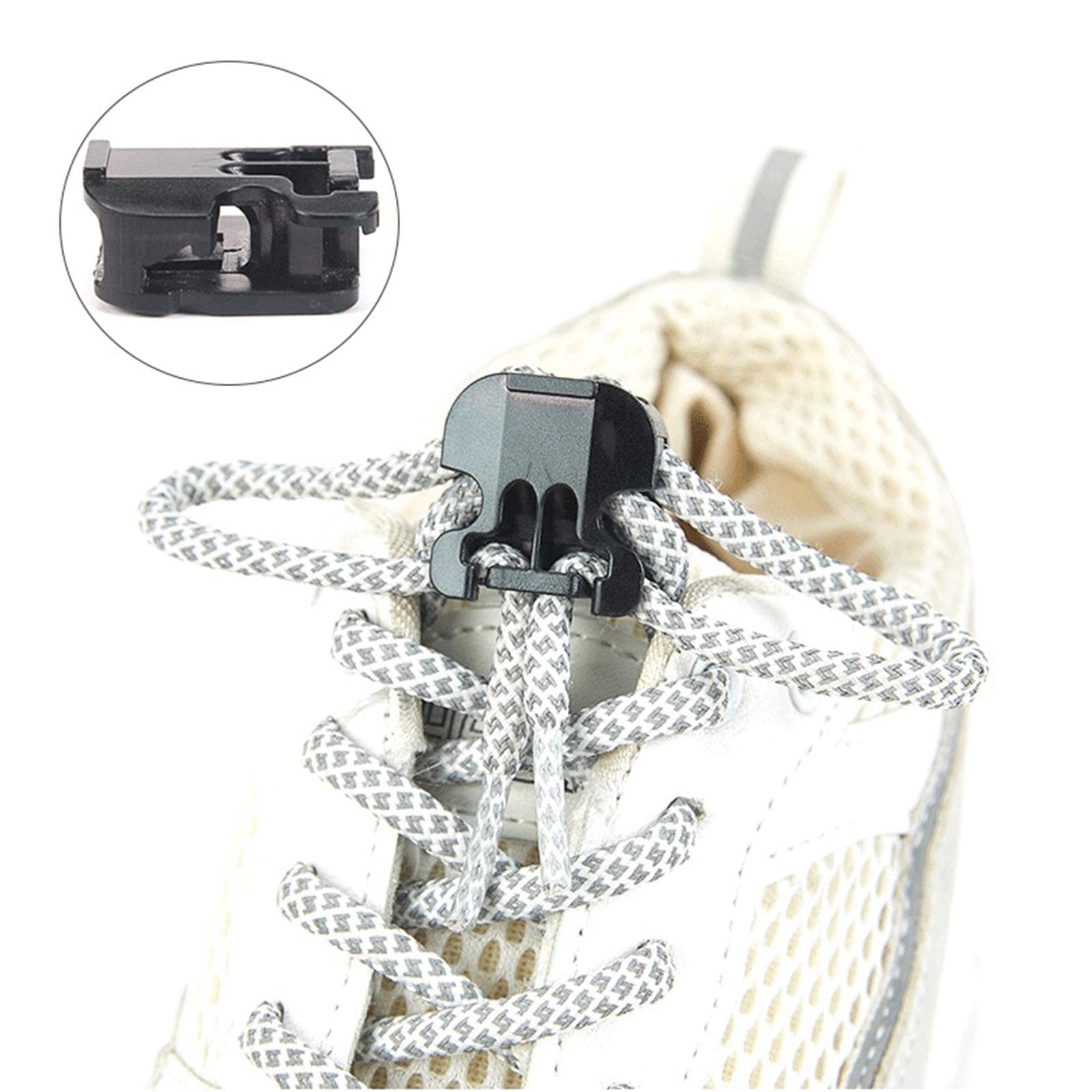 20 cordones de bloqueo rápido para zapatos, hebilla, tope, transparente, 1 x 1 pulgada