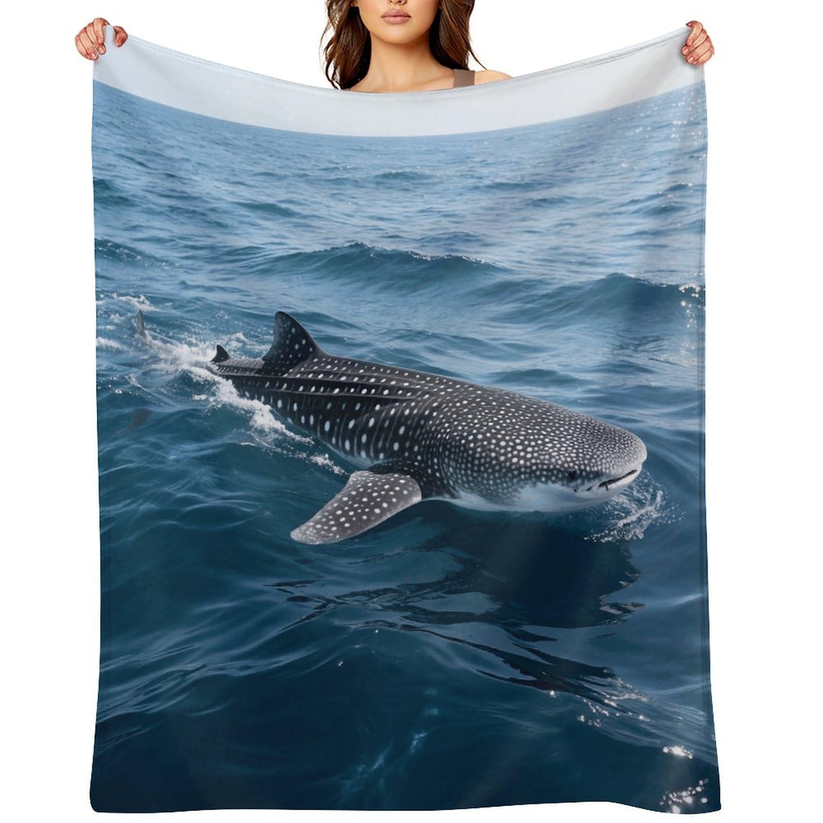 Whale Shark Throw Blanket for Couch and Bed Super Soft Warm Lightweight Throw Blankets Cozy Fuzzy Flannel Blanket Personalized Decorative Blankets for Sofa Decor 30"x40"