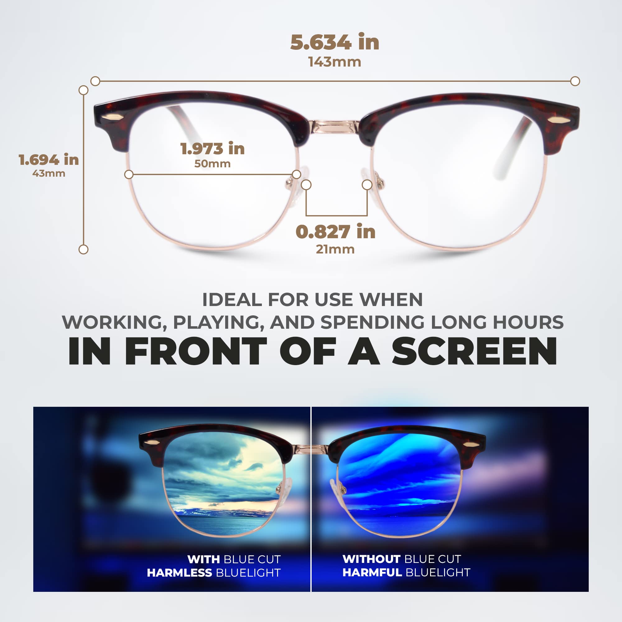 BLUE CUT Lunettes Anti-Lumière Bleue - Les Lunettes D'Ordinateur Anti-Fatigue Empêchent Les Maux De Tête Lunettes De Jeu En Intérieur unisexe-adulte