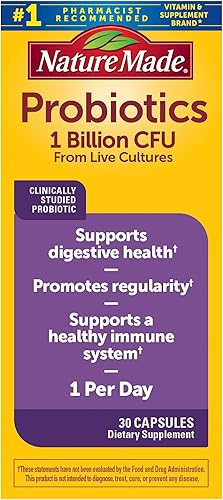 Miniatura 7 de Nature Made Cápsulas probióticas de 1 mil millones de UFC de cultivos vivos, probióticos para mujeres y hombres para apoyo inmunológico y digestivo,