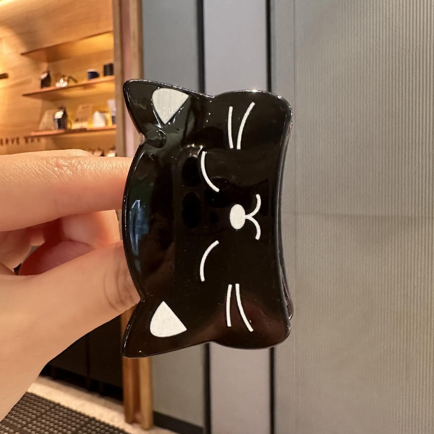 Cat Hair Claw Clips Black Cat Claws Clip Smile Claw Medium Acrylic Claw Hold Non Slip White Ear Hair Accessories with Smile Design Clip for Women and Girl Hair Decoration 1Pcs - Image 5