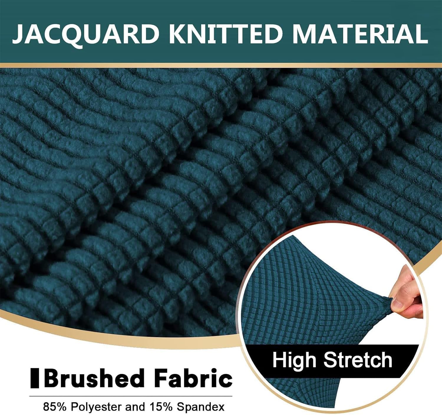 3 Piece Sofa Cover Stretch Jacquard Knitted Couch Cover with 2 Large Individual T Cushion Seat Covers Protector Sofa Slipcovers 71-96inch (Cyan)