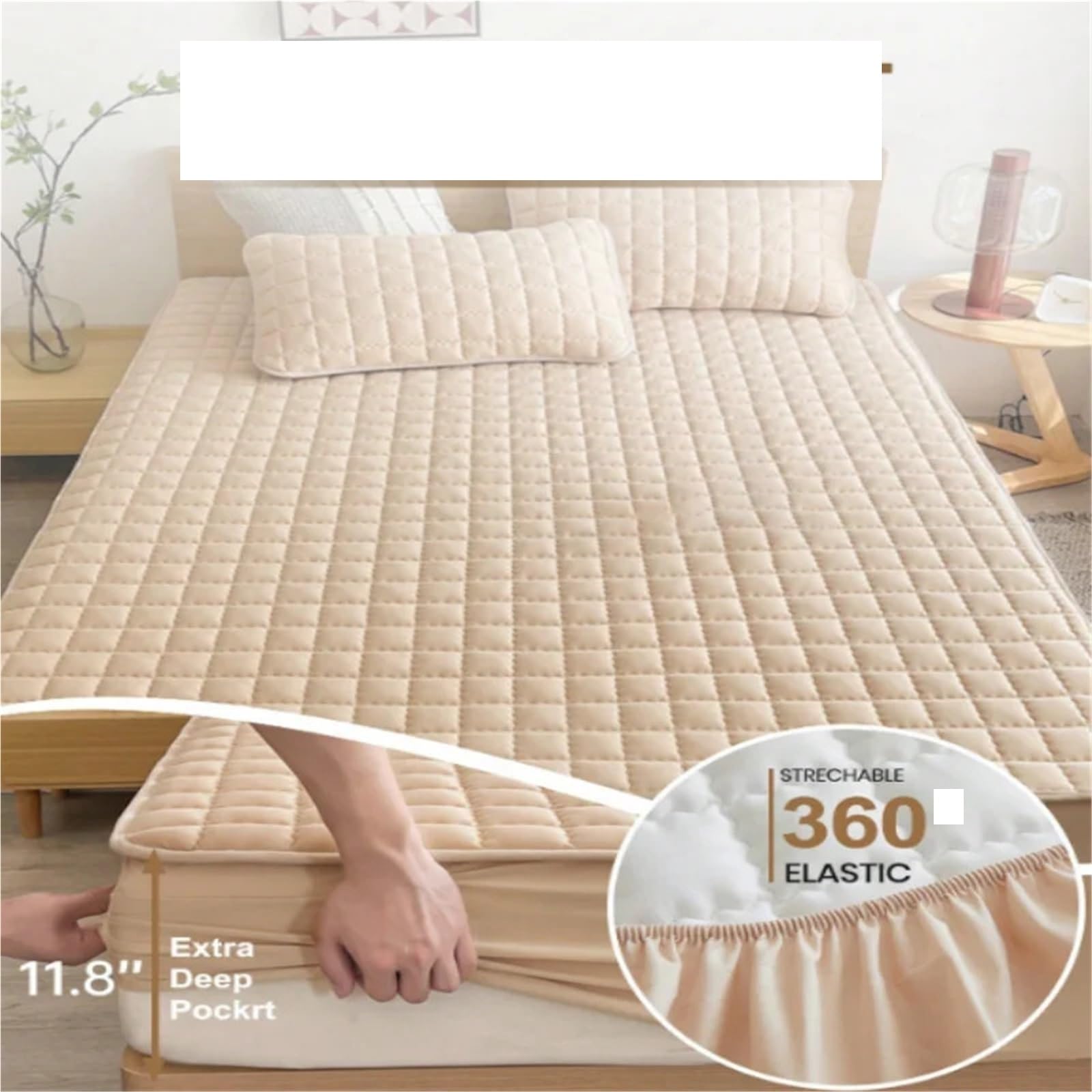 1 Funda de colchón, Protector Color sólido, Integral for un sueño cómodo sin Almohada para ColchóN(Pink,152x203cm)