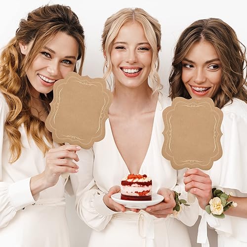 Miniatura 4 de Amyhill Abanicos de papel de boda de papel de estraza en blanco, abanicos de iglesia y abanicos de boda con calcomanías para manualidades, bodas,