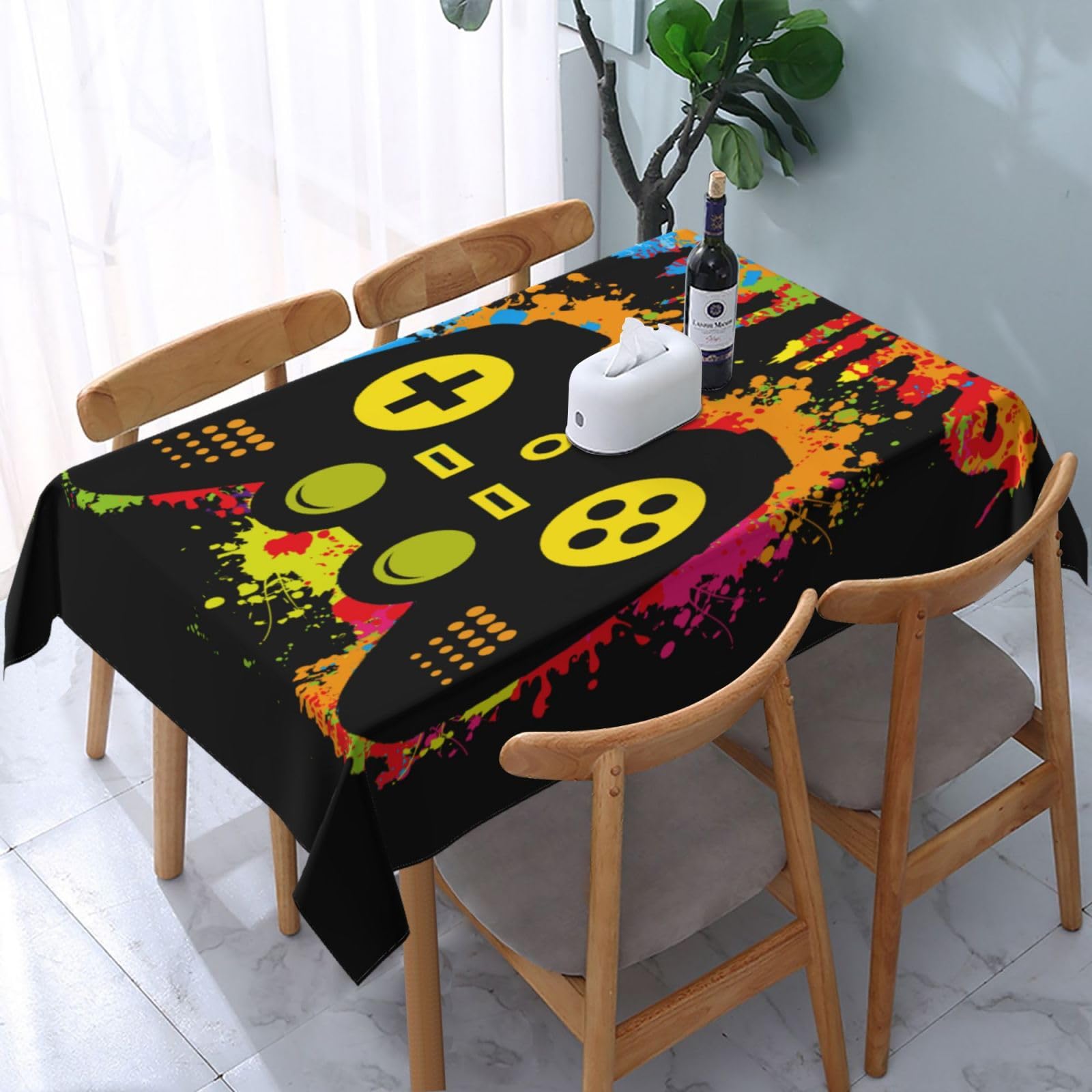 HLBSDM Gaming Game Rectangle Tablecloth, Suitable for Wedding, Party and Restaurant Festival Gathering Event Polyester Fabric Decorative Tablecloth(54x72in)