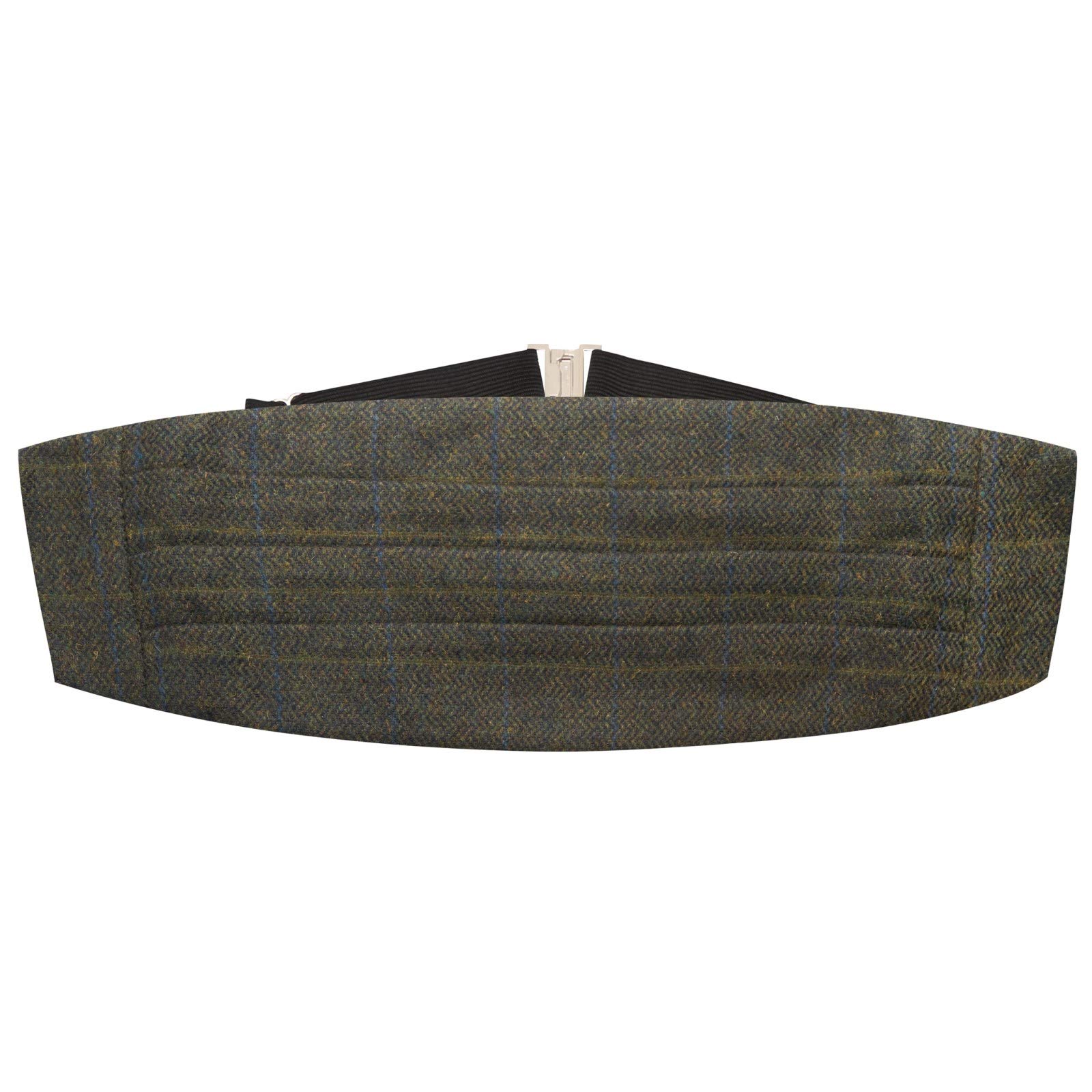 King & Priory Juniper Green Check Tweed Cummerbund