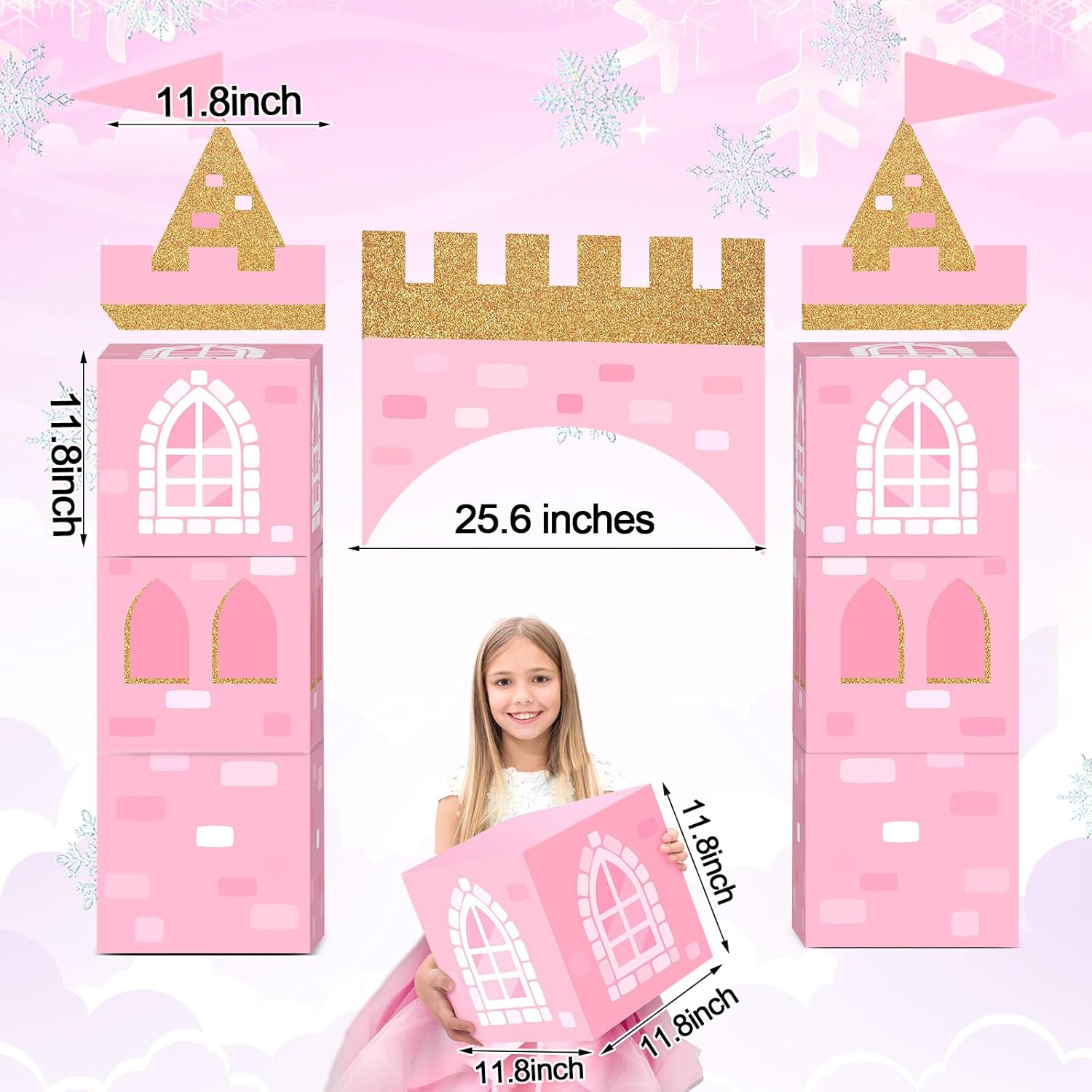 bucherry 13 pcs princess party decorations pink princess cardboard castle playhouse large royal castle girl birthday party decoration 43 x 51 cardboard fort for pink baby shower decorations kit