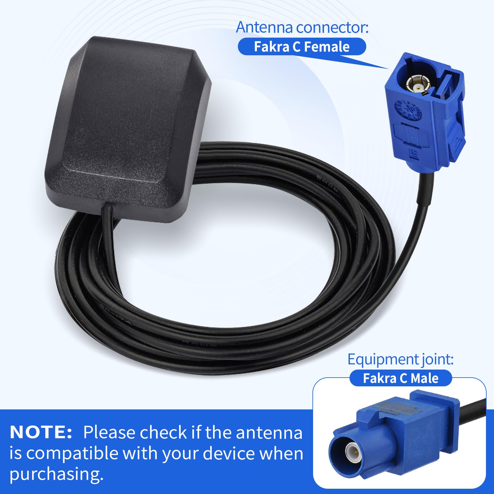 Superbat Antenna GPS Impermeabile Magnetica 3m RG174 Fakra C Femmina