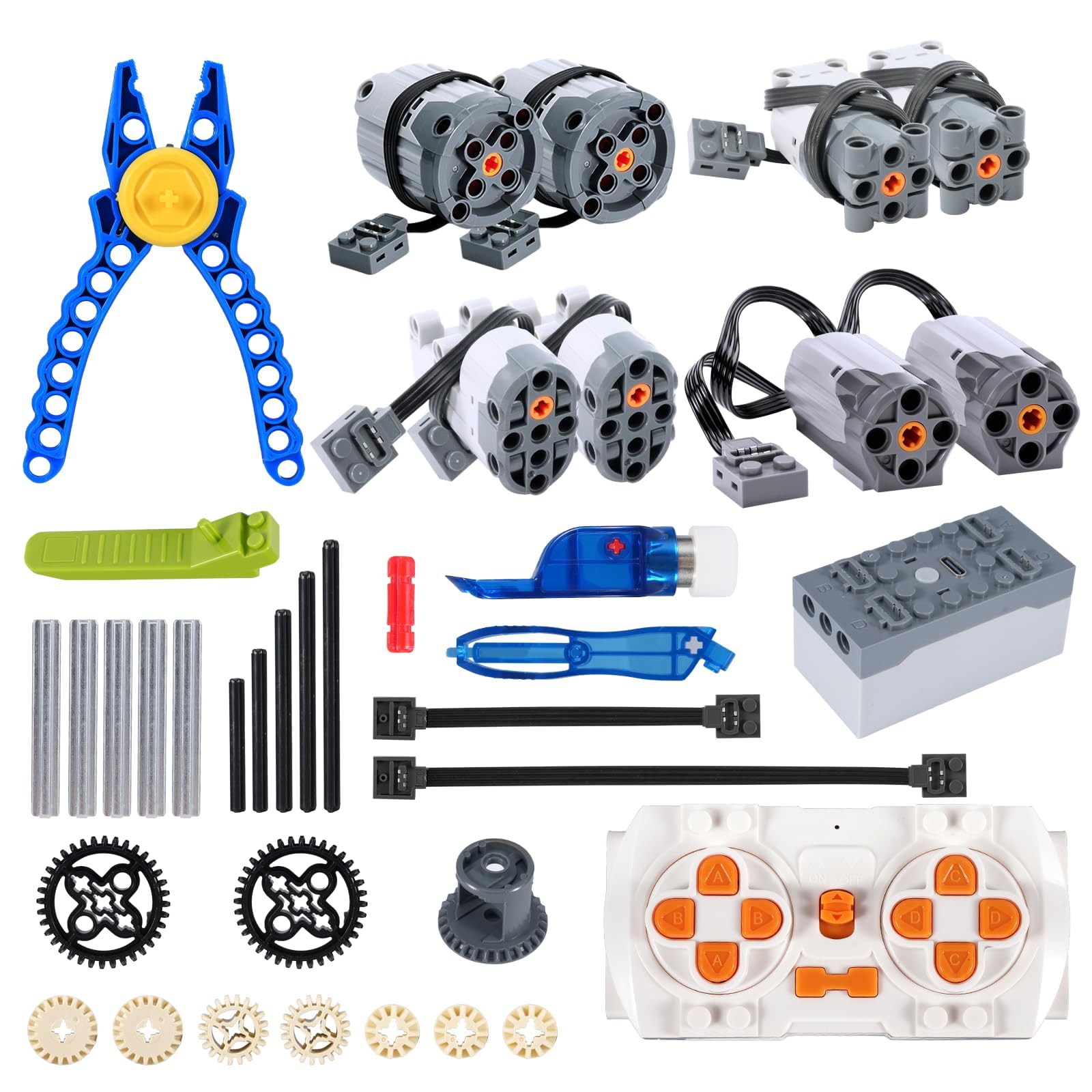 Set di 37 pezzi Power Functions giocattolo motore Servo con motore M/L/XL/Servo, scatola della batteria, telecomando, interruttore automatico, modulo di illuminazione, cavo di prolunga