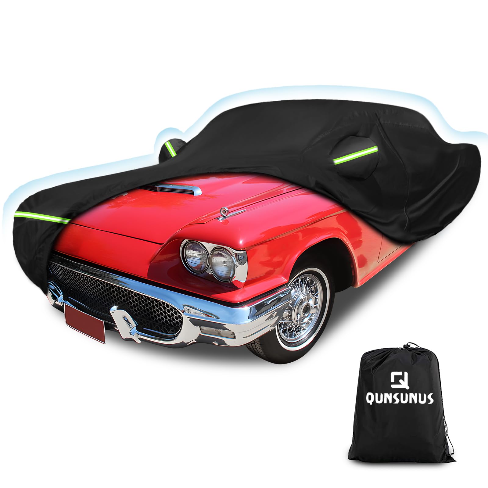QUNSUNUS Car Cover for Ford Thunderbird 1958-1971/1977-1979 Waterproof All Weather 420D Windproof for Ford Thunderbird Car Cover Hail Protection with Zipper