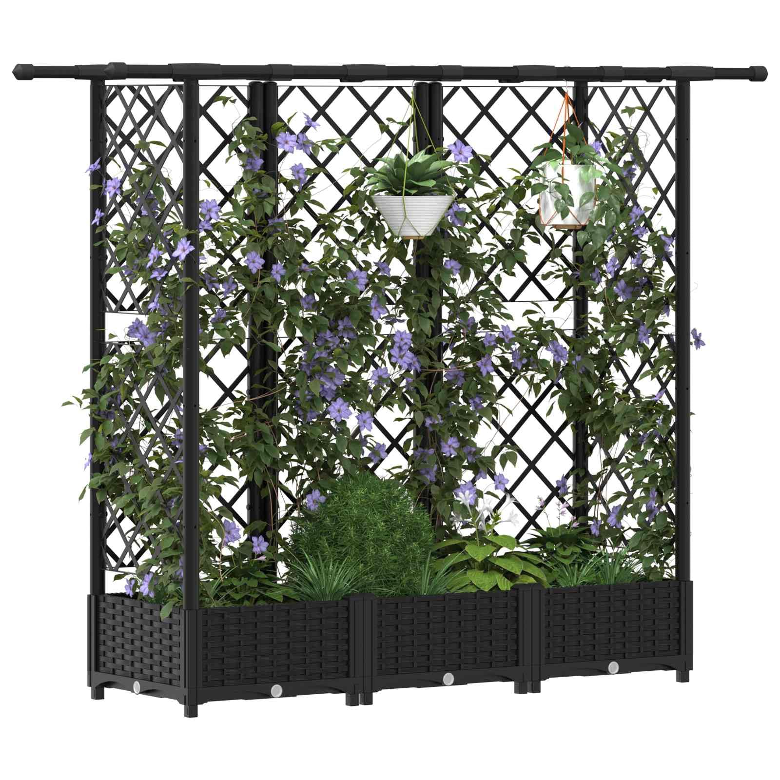 Jardinera con Enrejado 164 x 40 x 123 cm Macetero con Soporte Jardinera con Celosía para Flores Plantas en Exterior Terraza Jardín Gris Claro