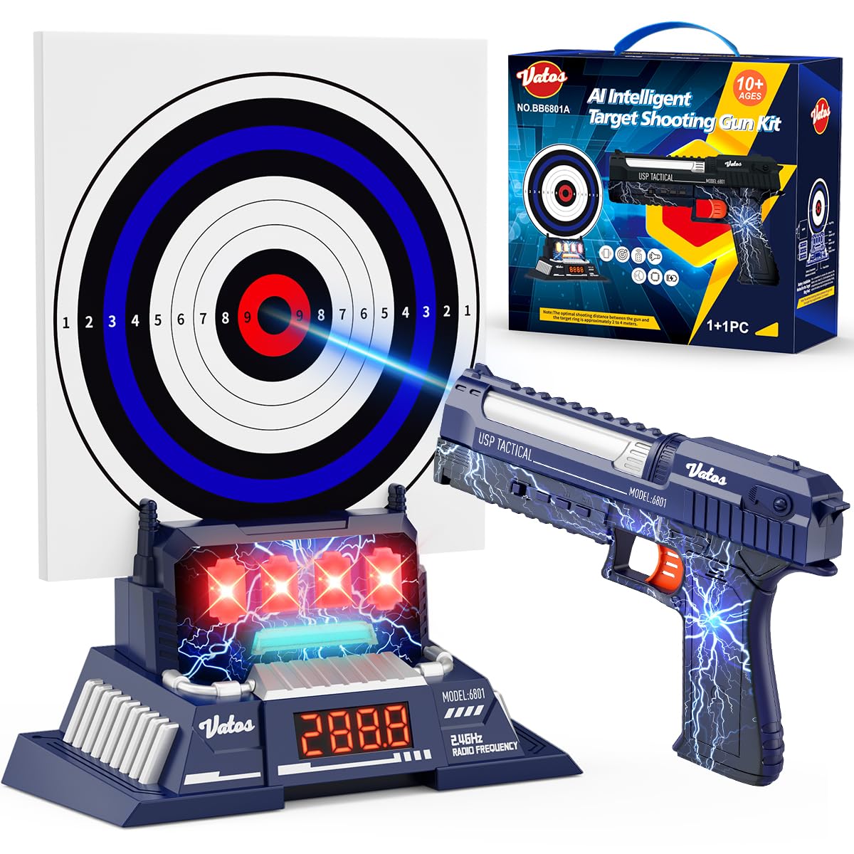 VATOS Lasertag-Schießpistole mit intelligenter Zielscheibe, Zielübungs- und Mehrspieler-Wettkampfspiel für Zuhause, Schießspiel für drinnen und draußen für Kinder und Erwachsene
