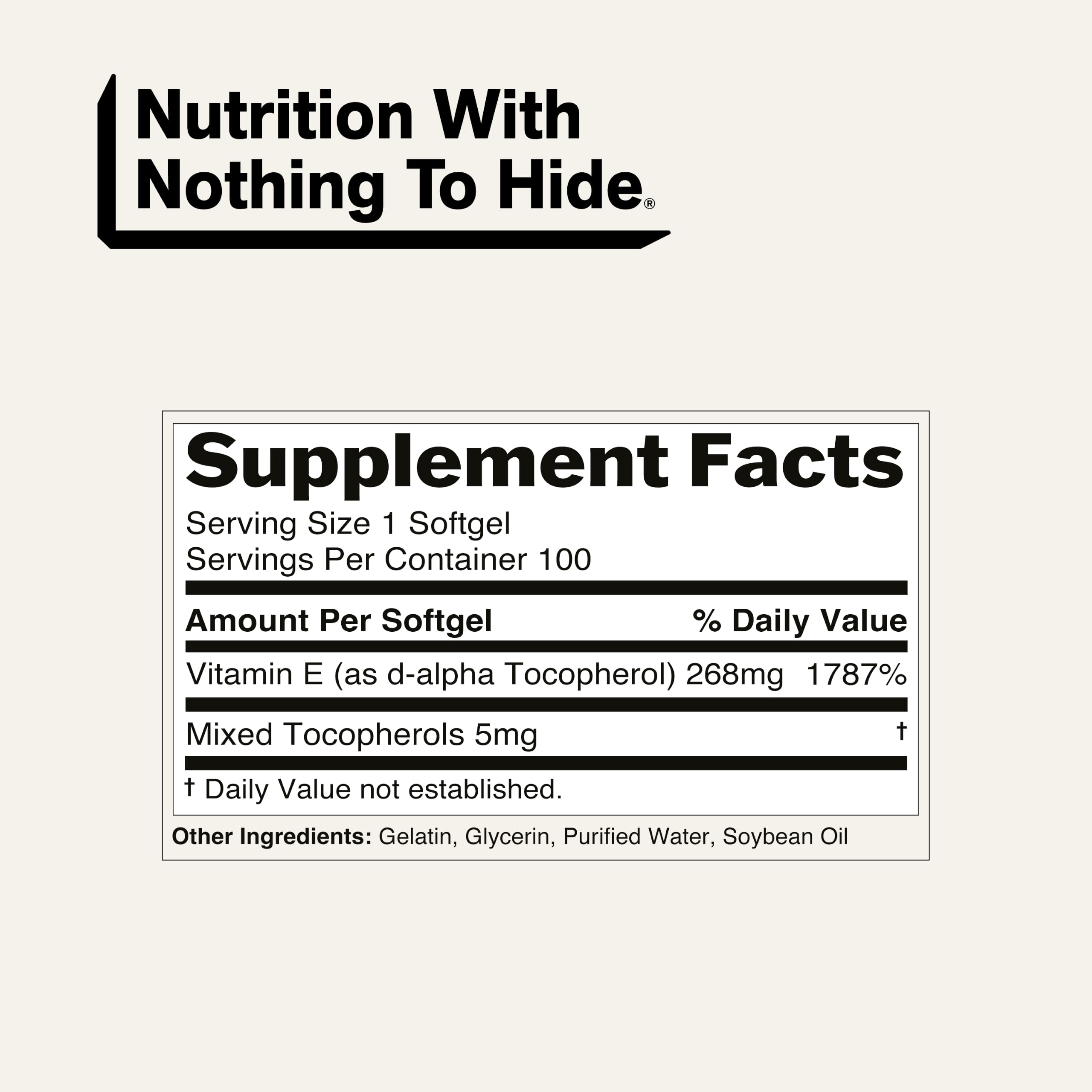 Naked Vitamin E 400 IU – Natural Vitamin E Supplement with Mixed Tocopherols for Antioxidant Support and Skin Health – 100 Softgels — Amazon image 5
