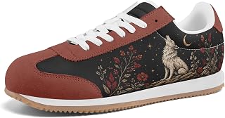 Women's Retro Graphic Sneakers, Black Aesthetic Casual Shoes for Men