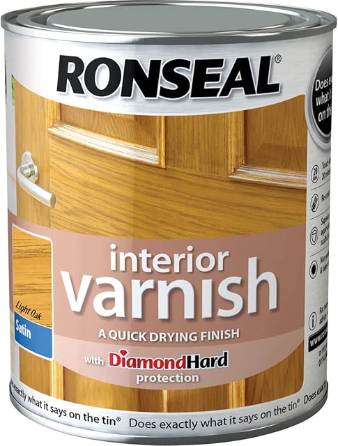 Ronseal RSLIVSLO250 250ml Quick Dry Satin Interior Varnish - Light Oak