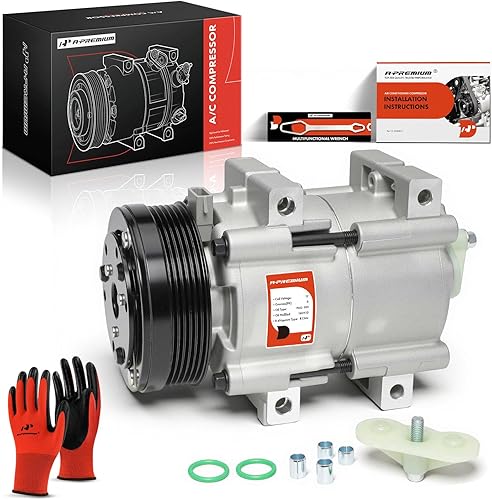 A-Premium Compresor de CA con embrague compatible con Ford Explorer 1996-2001, Mustang 1994-1995 2005-2006, Aerostar, Thunderbird & Mercury Cougar,